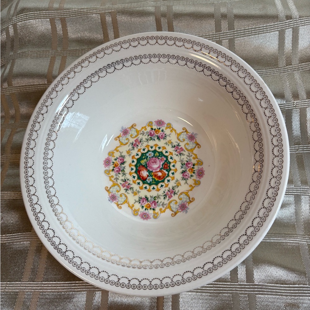Triumph White Decorative Bowl with Gold Accents